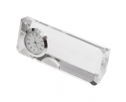 Kryształowy przycisk do papieru z zegarem Cristalino