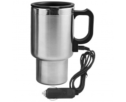 Samochodowy kubek izotermiczny z podgrzewaczem Auto Steel Mug 400 ml, srebrny / czarny