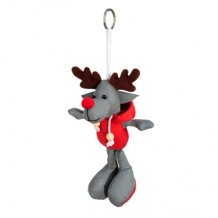 Brelok odblaskowy Reindeer, szary/czerwony - druga jakość